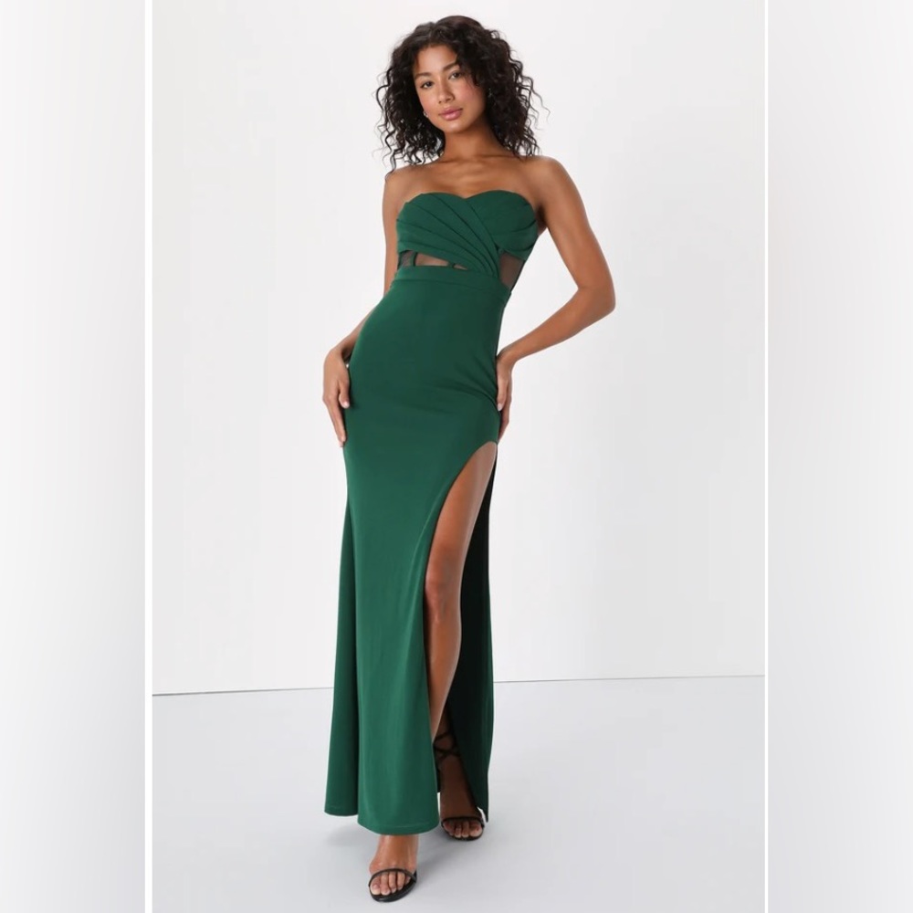 Lulus Emeraled Strapless Maxi Dress. NWT